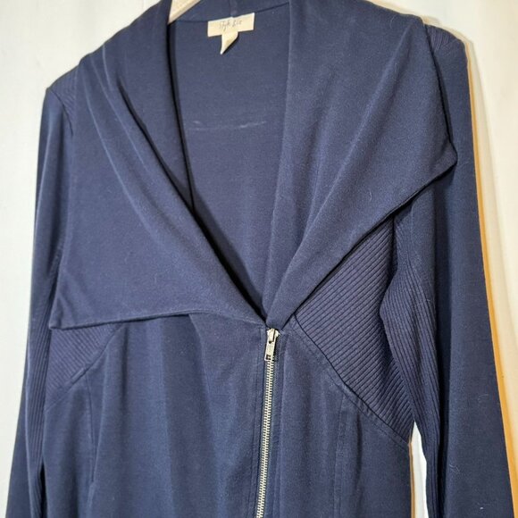 Style & Company Knit Jersey Moto Jacket Sweater Blue Size M Medium - Picture 3 of 10